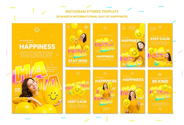 Modello di storie di instagram di giorno di felicità