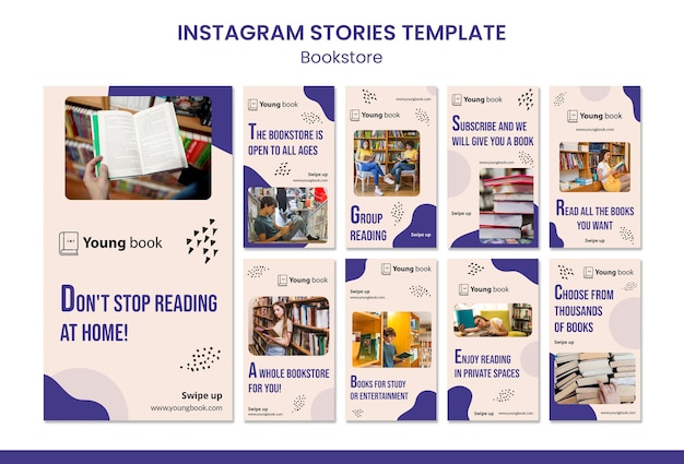 Modello di storie di instagram di libreria