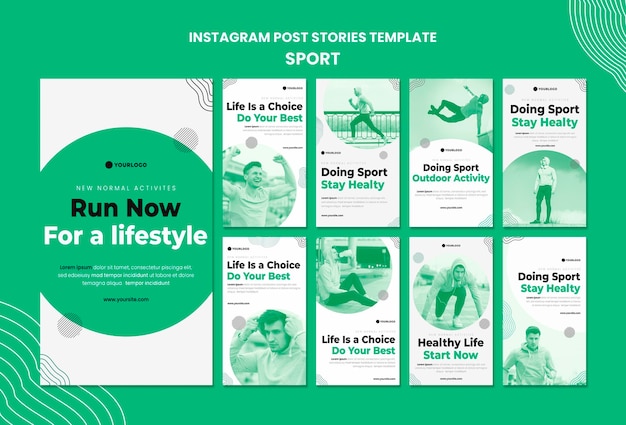Modello di storie di instagram di sport
