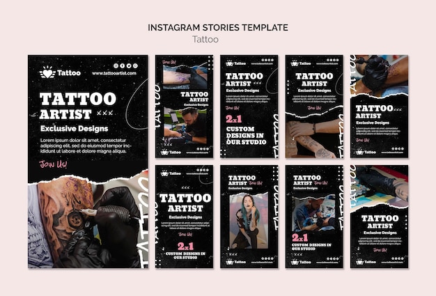 Modello di storie di instagram di tatuatore
