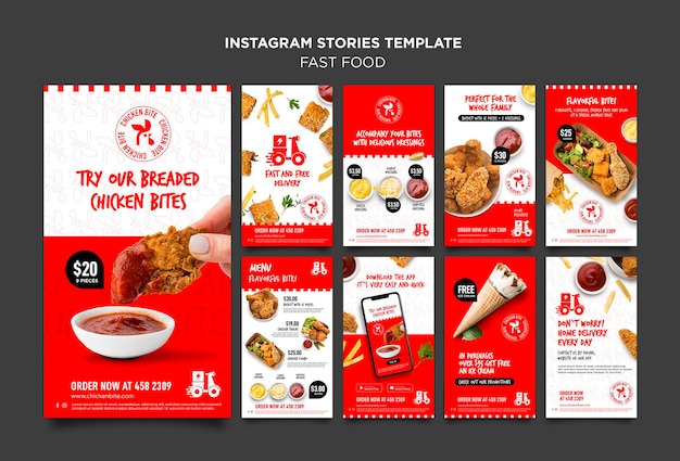 Modello di storie di instagram fast food
