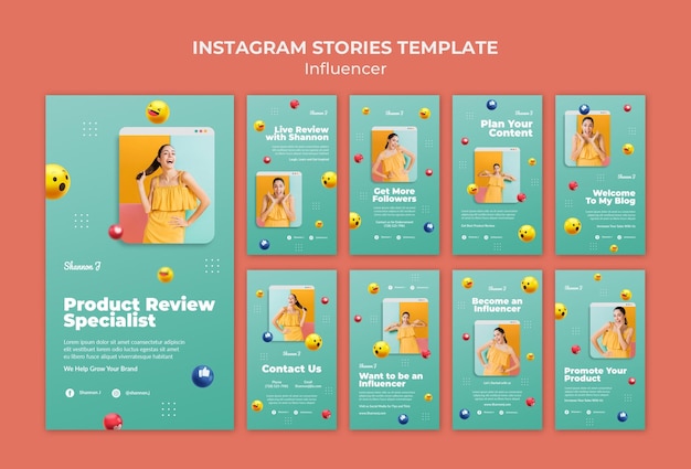 Modello di storie di instagram influencer