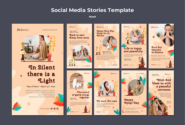 Modello di storie di instagram nyepi dal design piatto