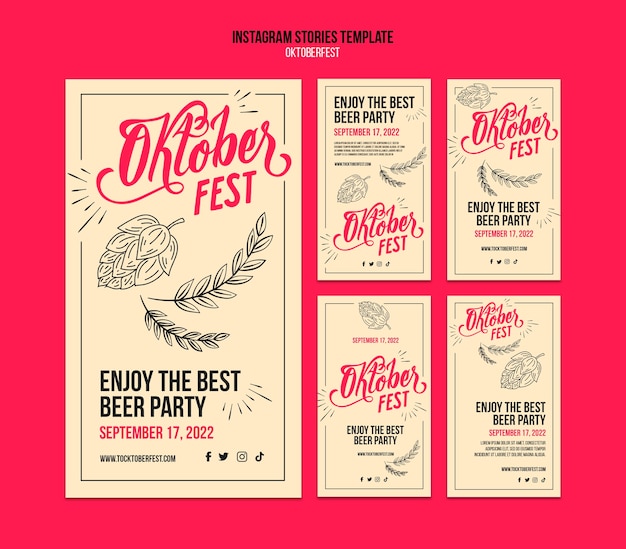 Modello di storie di instagram oktoberfest design piatto