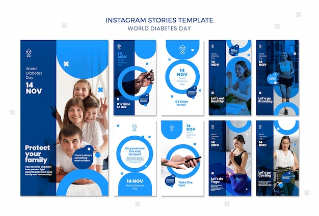 Modello di storie di instagram per la giornata mondiale del diabete