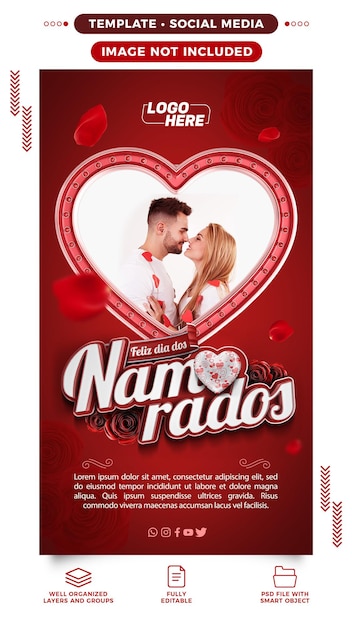 Modello di storie di social media Buon San Valentino romantico