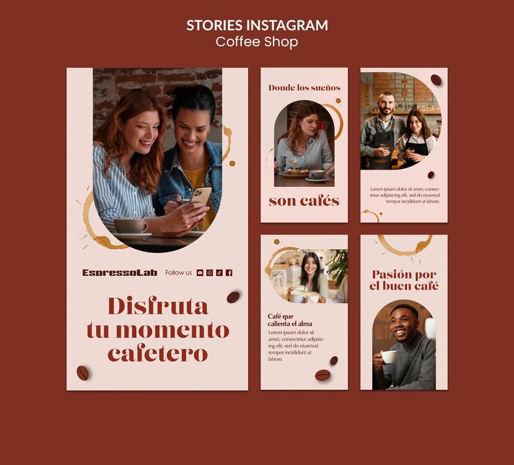 PSD modello di storie instagram di una caffetteria