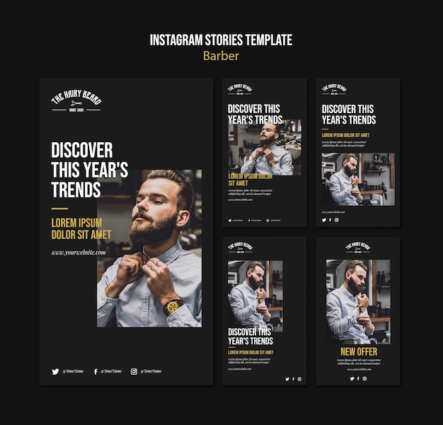 Modello di storie instagram negozio di barbiere