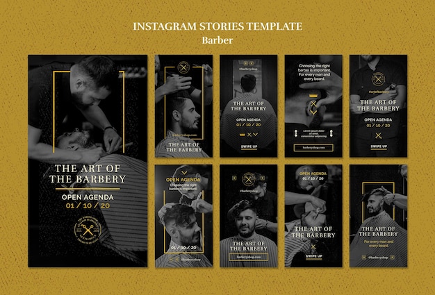 Modello di storie instagram negozio di barbiere