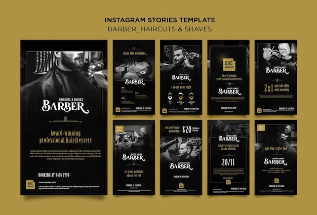 Modello di storie instagram negozio di barbiere