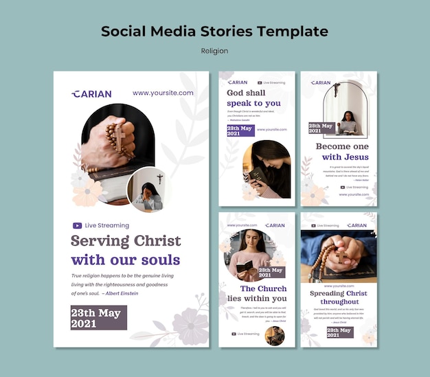 Modello di storie sui social media di religioni