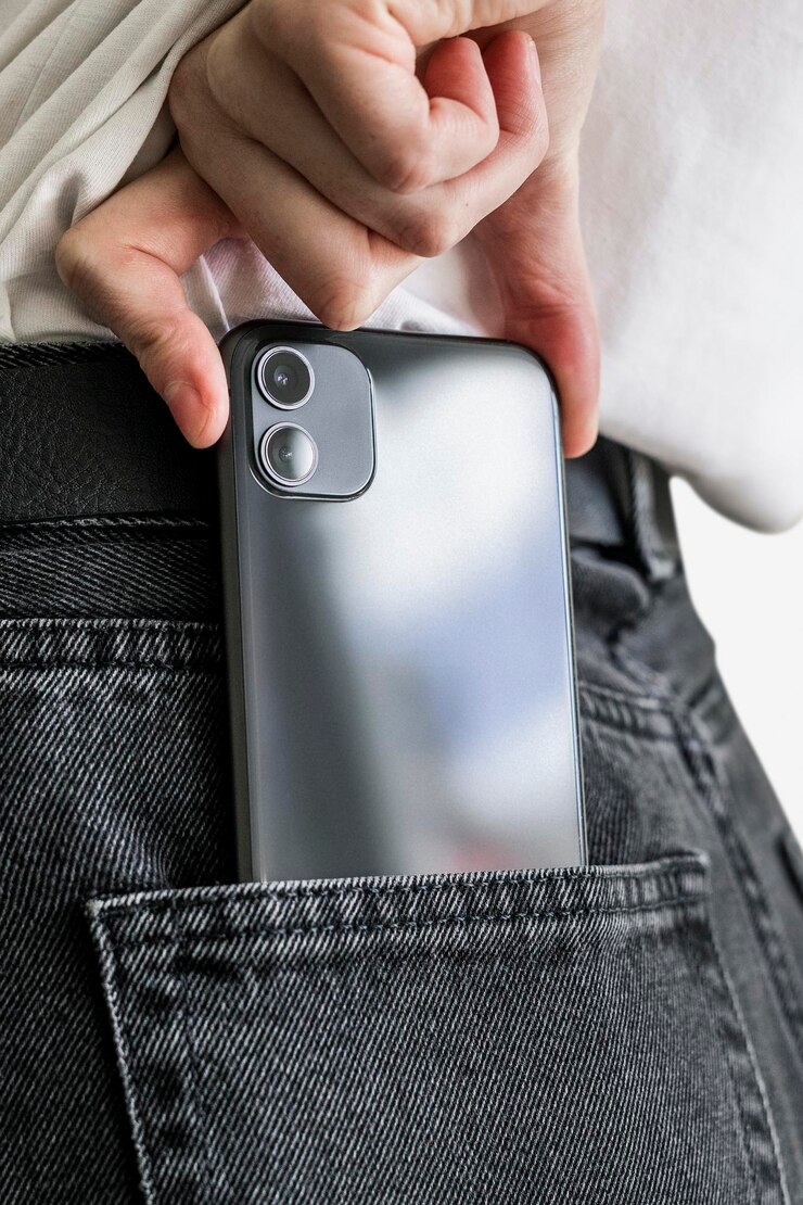 PSD modello di telefono cellulare psd nella tasca posteriore dei jeans