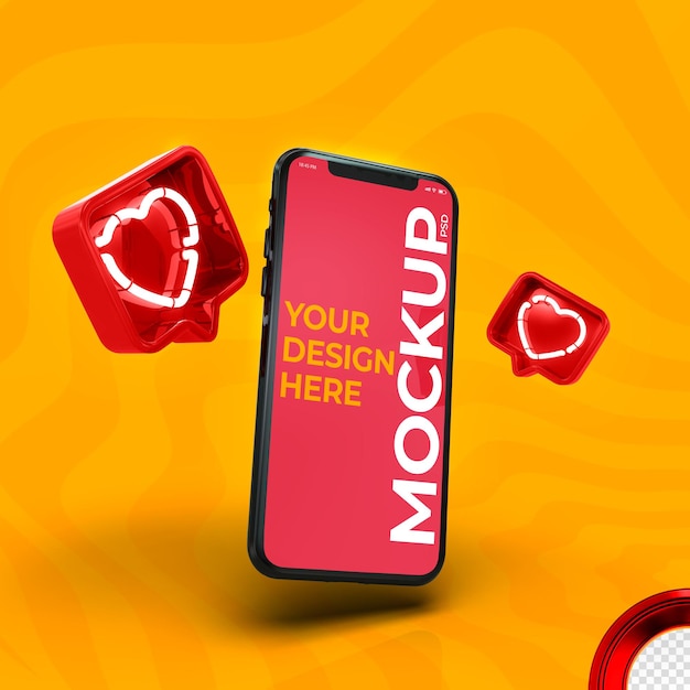 Modello di telefono con notifiche simili in rendering 3d realistico