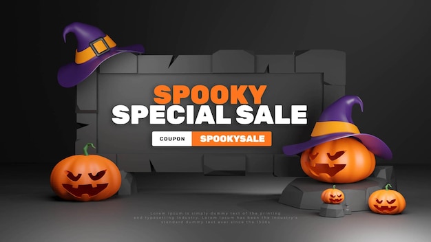 Modello di testo del titolo della promozione di Halloween Lowpoly