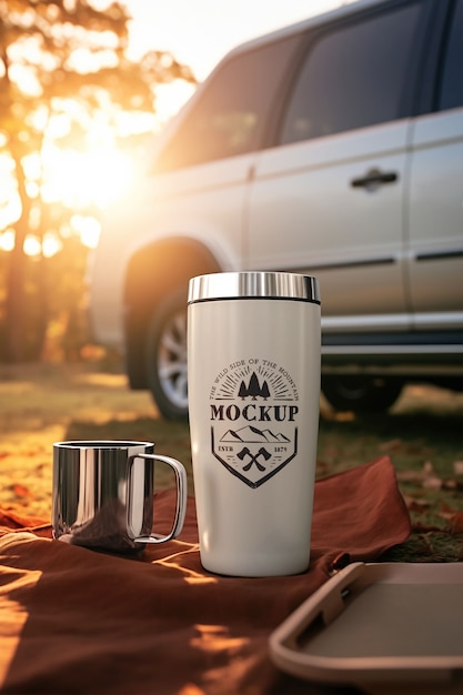 Modello di thermos per viaggi sostenibili