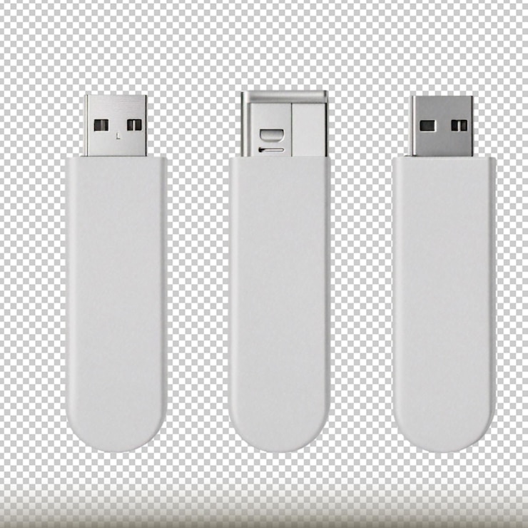 PSD modello di usb stick con marchio isolato su sfondo trasparente