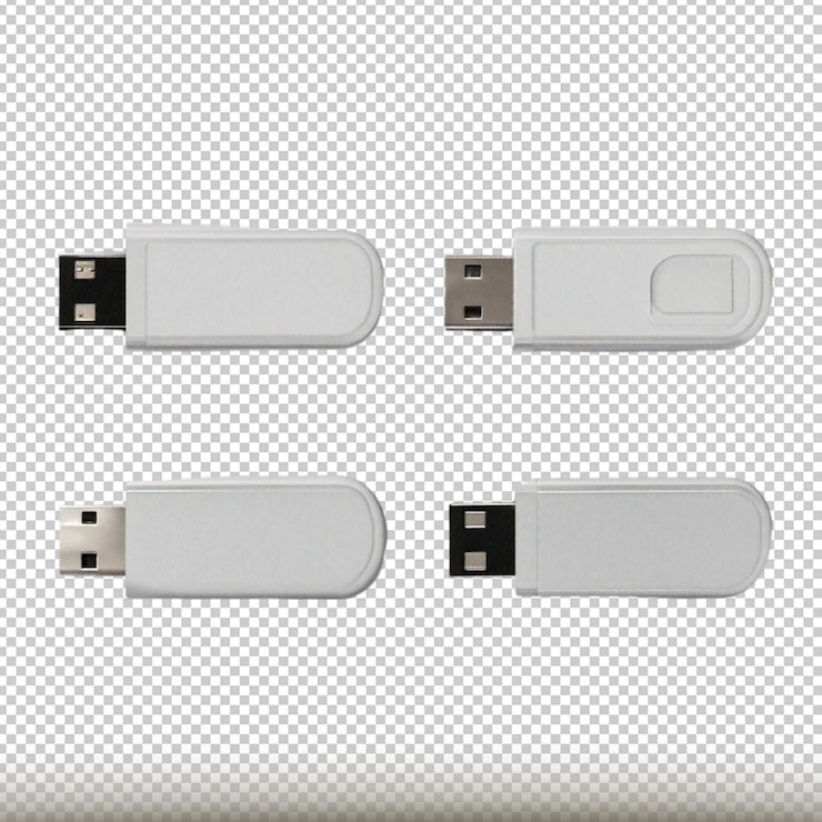 PSD modello di usb stick con marchio isolato su sfondo trasparente