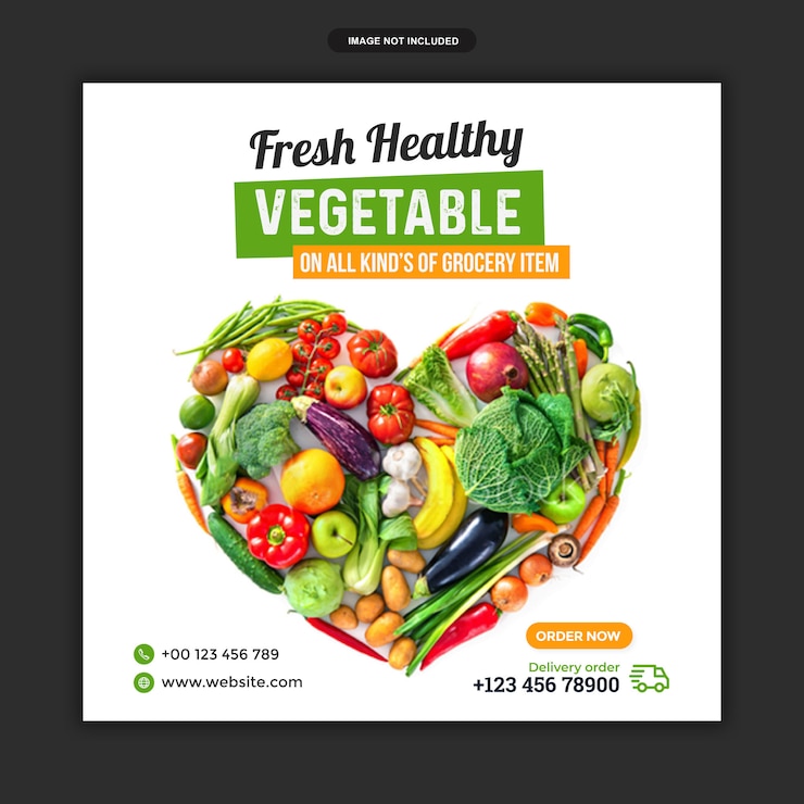 Modello di vendita di alimenti freschi per post di social media