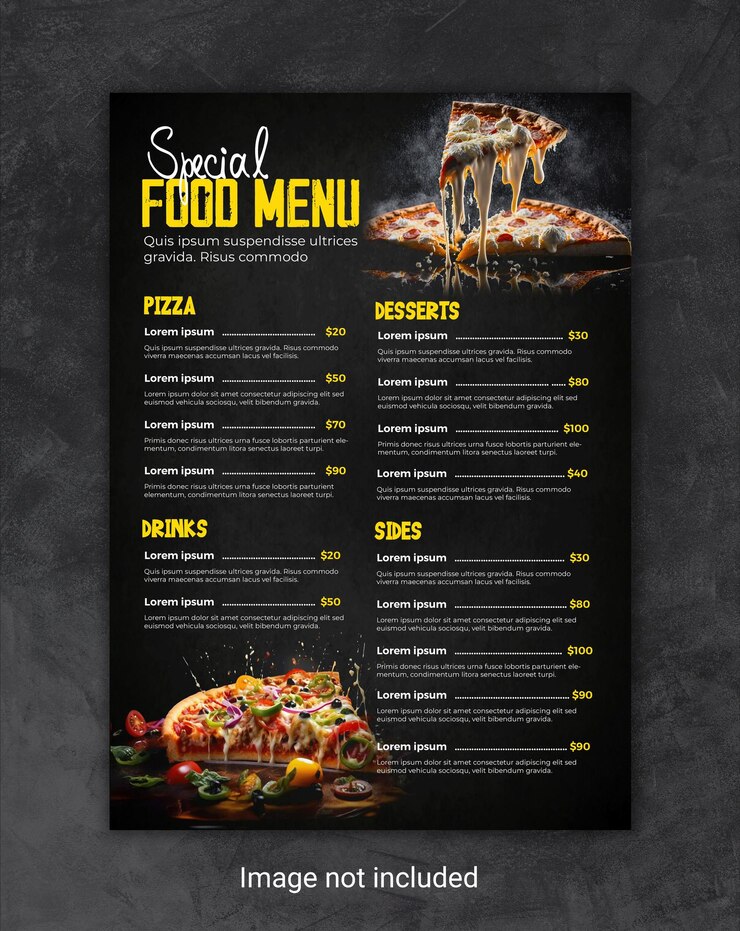 PSD modello di volantino del menu speciale del ristorante