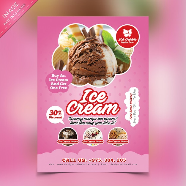 Modello di volantino di gelato