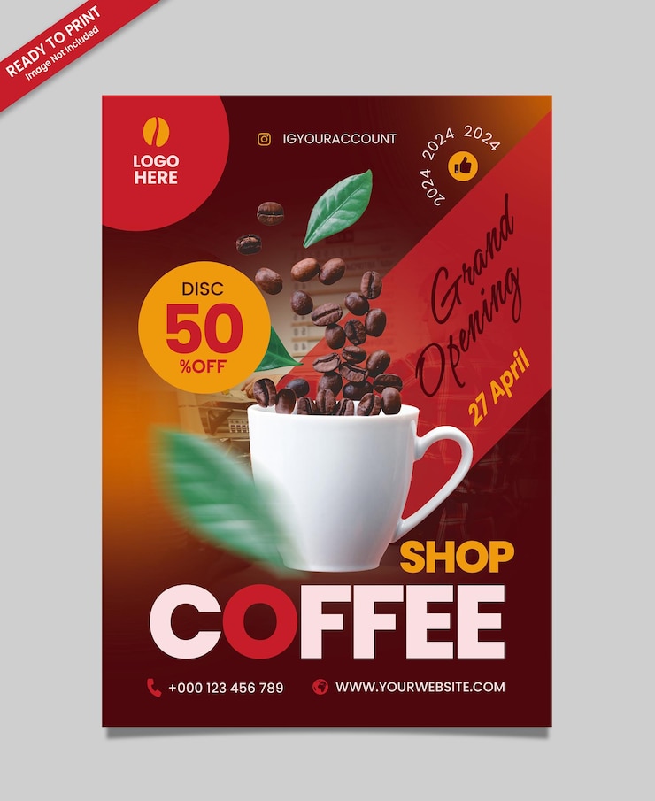 PSD modello di volantino per caffetteria 05