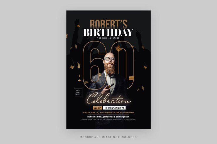 PSD modello di volantino per festa di compleanno in psd