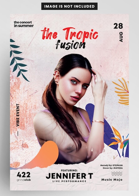 Modello di volantino per festa evento artista Tropic Fusion
