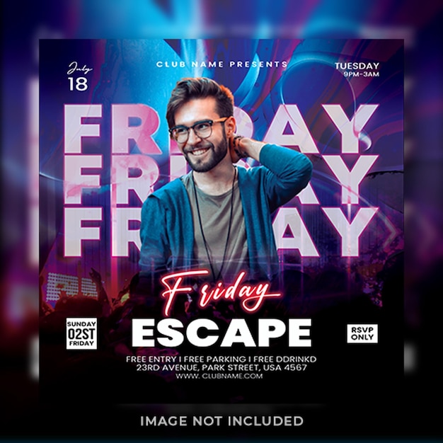 Modello di volantino per feste urbane di Friday Escape