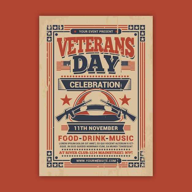 Modello di volantino per il giorno dei veterani