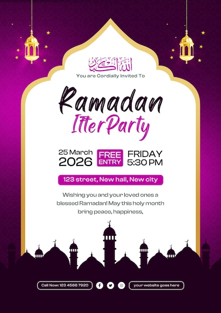 Modello di volantino per l'invito all'iftar del Ramadan