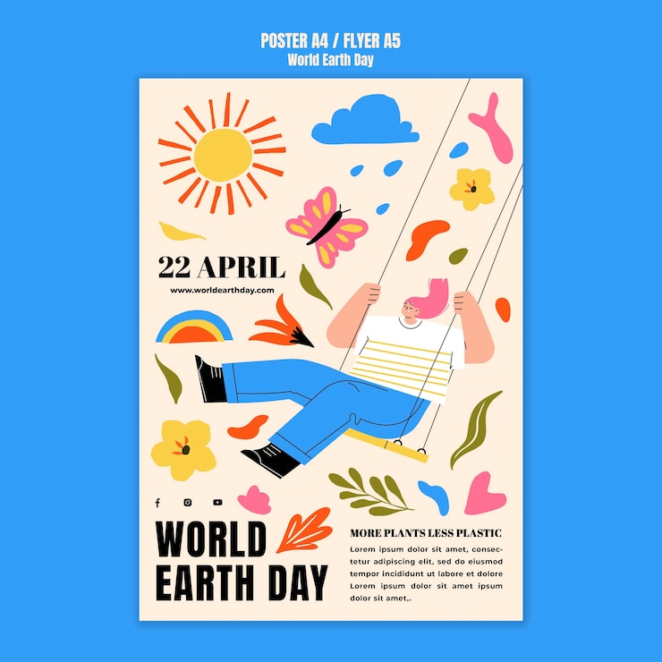 Modello di volantino per la giornata della terra dal design piatto