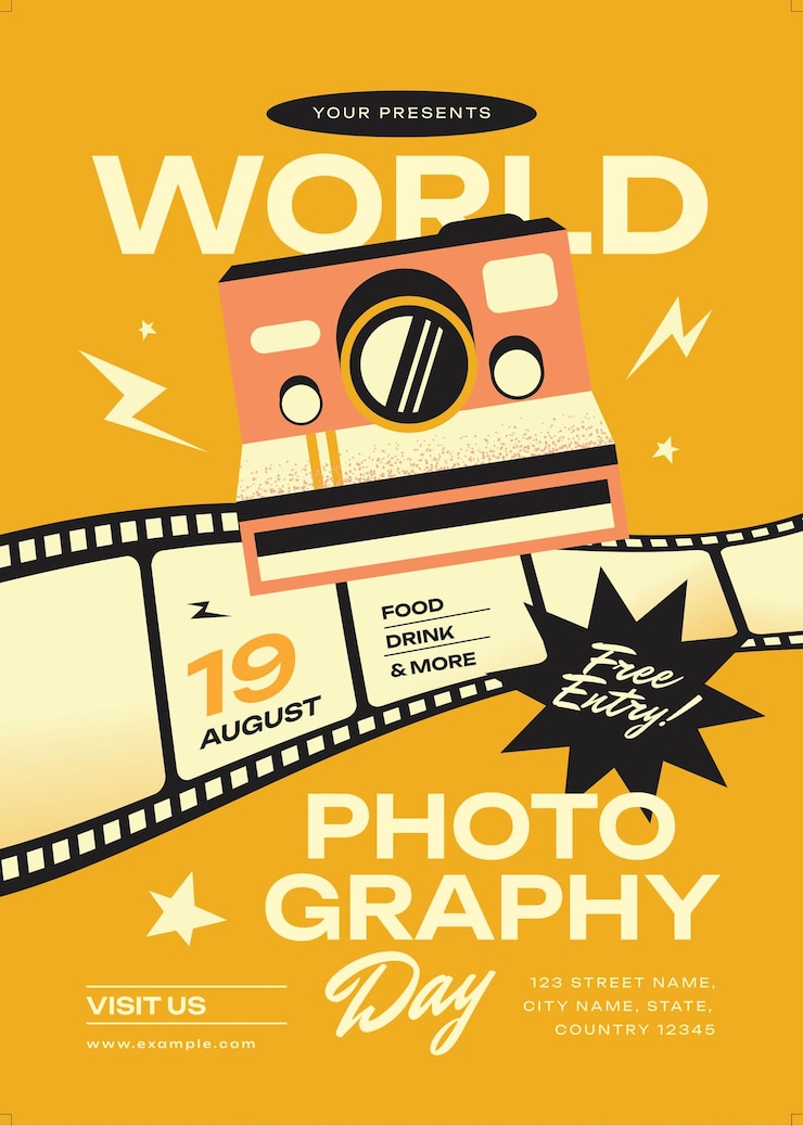PSD modello di volantino per la giornata mondiale della fotografia