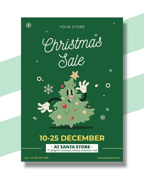 Modello di volantino per la vendita di poster di Natale