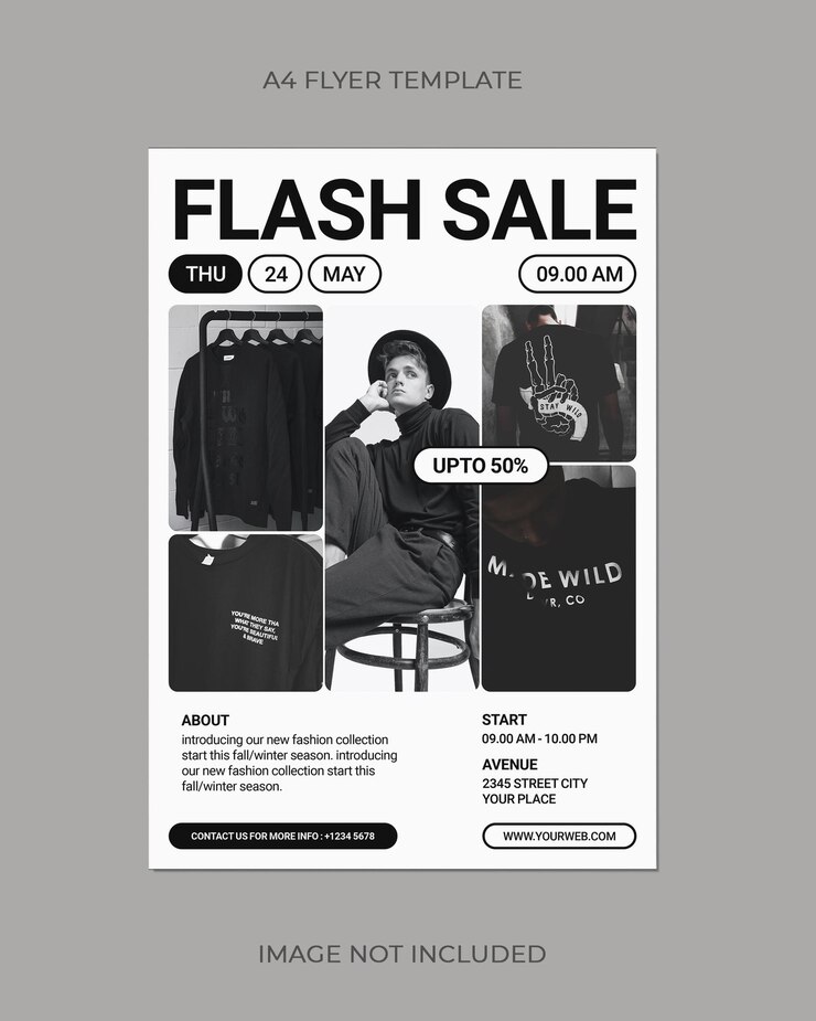 Modello di volantino per poster di vendita flash PSD A4
