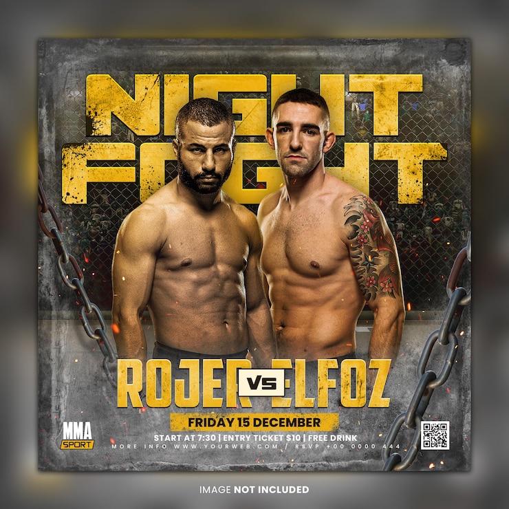 PSD modello di volantino per sport di combattimento mma