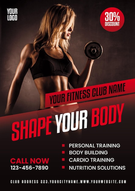 Modello di volantino PSD per fitness Photoshop