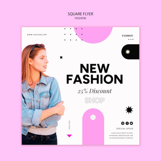 Modello di volantino quadrato collezione moda donna