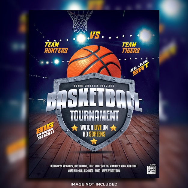 Modello di volantino torneo di basket