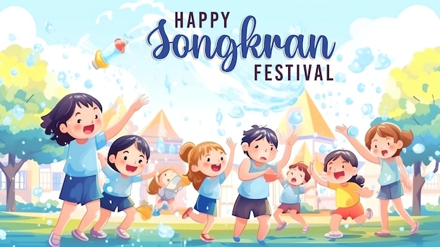 Modello e sfondo del banner di Happy Songkran Festival Day