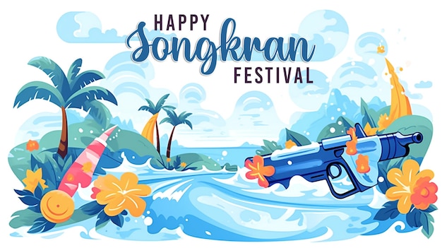 Modello e sfondo del banner di Happy Songkran Festival Day