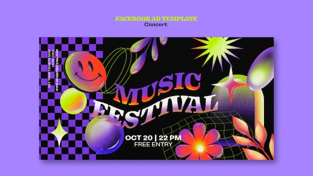 Modello facebook del concerto di musica gradiente