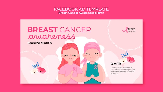Modello Facebook del mese di consapevolezza del cancro al seno