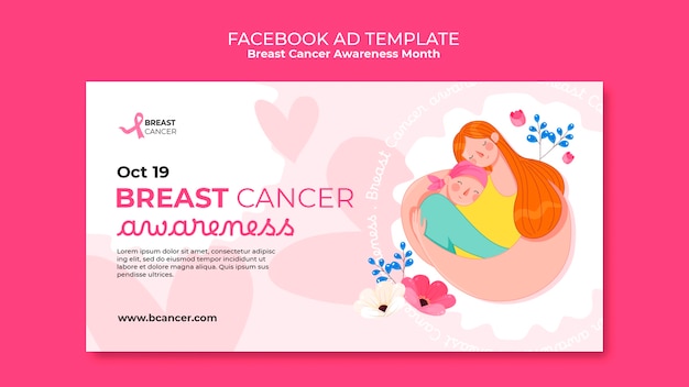 Modello Facebook del mese di consapevolezza del cancro al seno