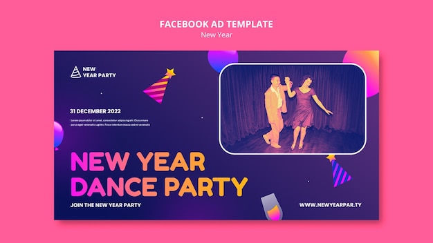 Modello facebook del nuovo anno 2023 sfumato