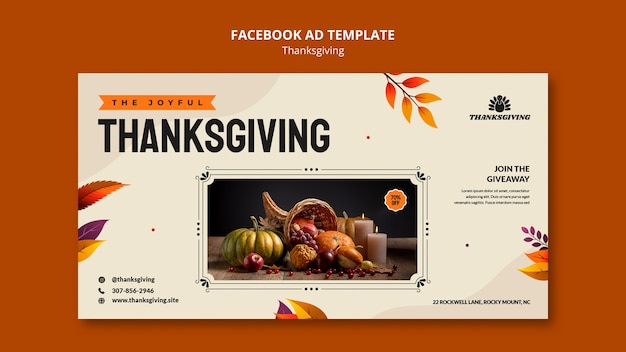 Modello facebook del ringraziamento sfumato