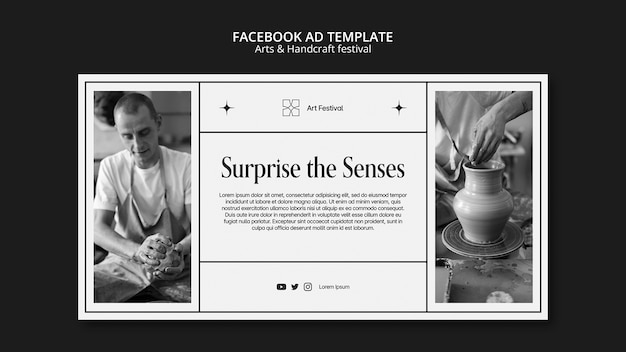 Modello facebook di arti minimaliste e artigianato