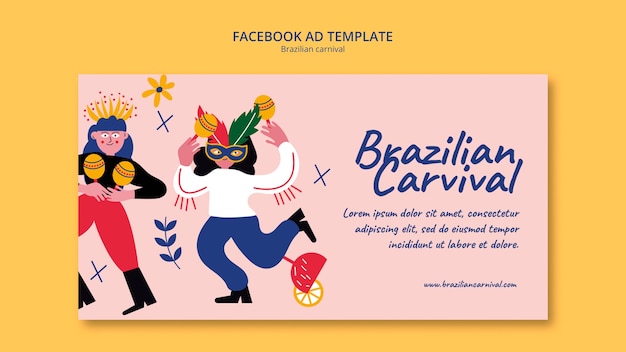 Modello facebook di carnevale brasiliano design piatto