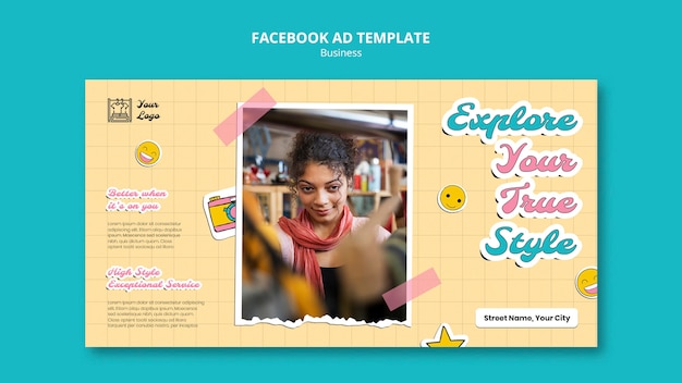 Modello facebook di strategia aziendale disegnato a mano