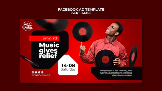 Modello Facebook di un evento musicale realistico