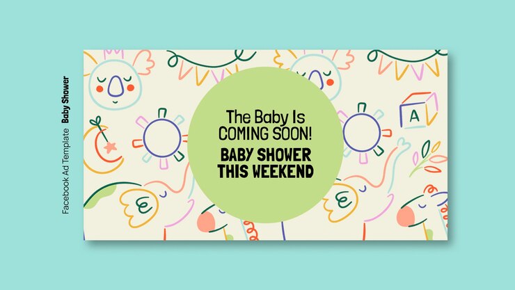 PSD modello facebook doccia bambino design piatto